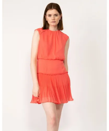 Ted Baker Asli Womens Waisted Sleeveless Mini Dress - Coral