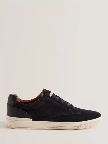 Ted Baker Brentfd Textured Leather Low Top Trainers - Navy - Male