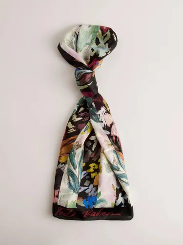 Ted Baker Cattiaa Floral Print Silk Scarf, Black/Multi - Black/Multi - Female