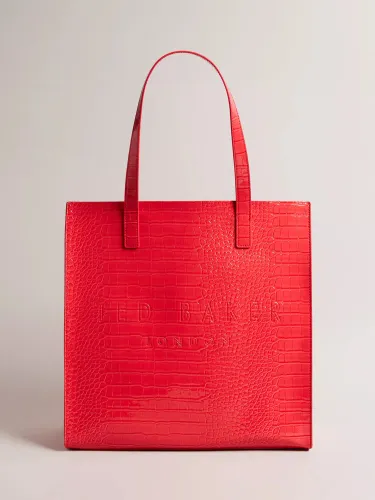 Ted Baker Croccon Large Icon Shopper Bag - Coral - Female