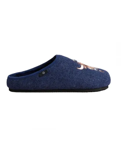 Ted Baker Dohny Cow Graphic Mens Blue Slippers Wool