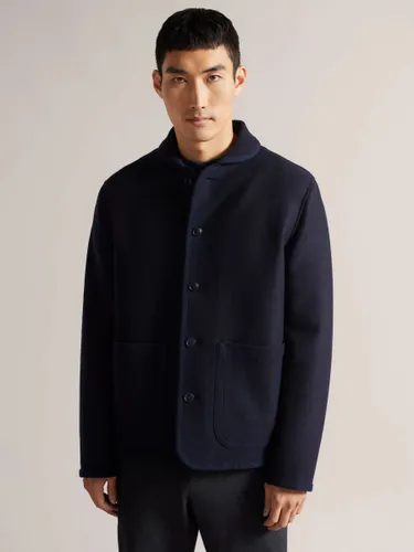 Ted Baker Earith Wool Rich Button Down Coat, Navy - Navy - Male