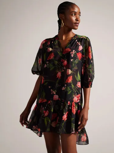 Ted Baker Emileee Floral Mini Cover Up Dress, Black/Multi - Black/Multi - Female