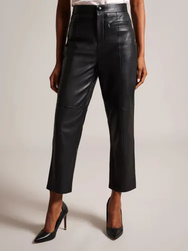 Ted Baker Enyyaa Cropped Leather Trouser, Black - Black - Female
