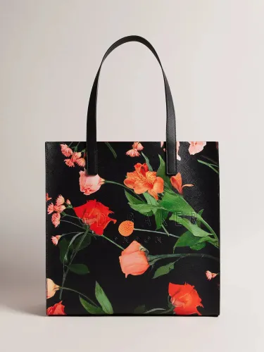 Ted Baker Flircon Floral Print Large Icon Tote Bag, Black/Multi - Black/Multi - Female