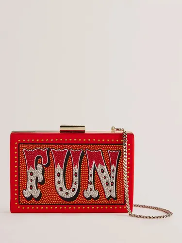 Ted Baker Funia Fun Slogan Embellished Box Clutch Bag, Red - Red - Female