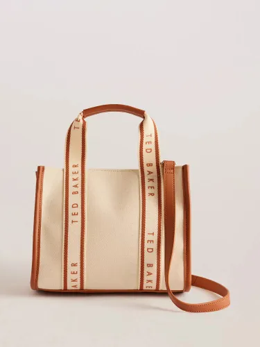 Ted Baker Georjea Small Branded Webbing Canvas Tote Bag - Cream/Tan - Female