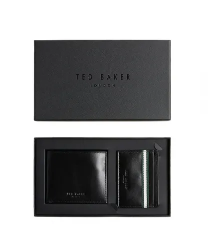 Ted Baker Granony Mens Black Stripe Wallet Card Holder Set - One Size