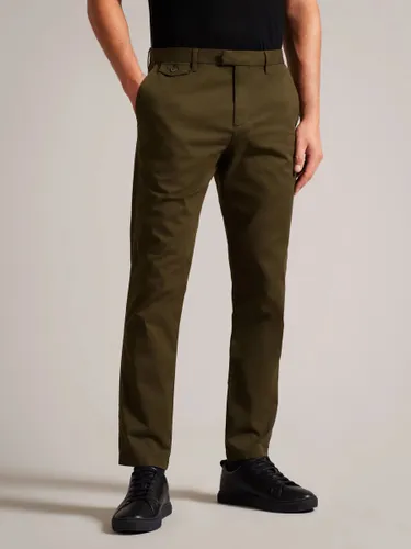 Ted Baker Haydae Slim Fit Textured Chinos - Green Khaki - Male