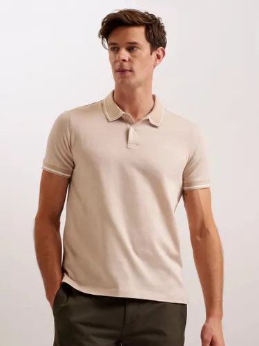 Ted Baker Helta Striped Polo Shirt - Natural Taupe - Male