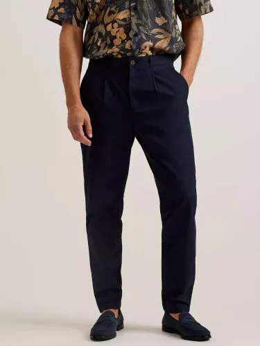 Ted Baker Holmer Linen Blend Chino Trousers, Navy - Navy - Male