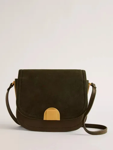 Ted Baker Imilda Lock Detail Small Leather Satchel Bag - Green Khaki - Female