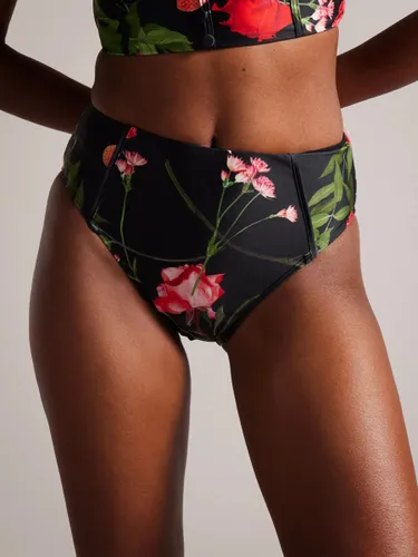 Ted Baker Loesiy Floral Print High Waisted Bikini Bottoms, Black/Multi - Black/Multi - Female