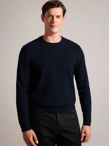 Ted Baker Loung Long Sleeve Stitch Wool Blend Jumper - Blue Navy - Male