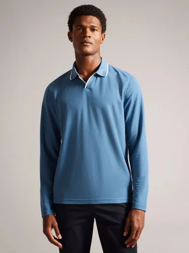 Ted Baker Maste Long Sleeve Regular Polo Shirt, Blue - Blue - Male