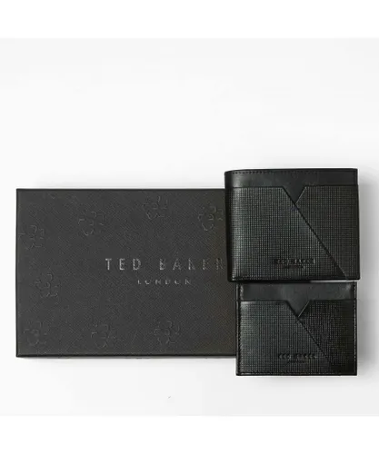 Ted Baker Mens Accessories Viktree Leather Wallet and Cardholder Set in Black Leather (archived) - One Size