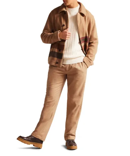 Ted Baker Mens Carlby Heavy Weight Wool Coat, Camel