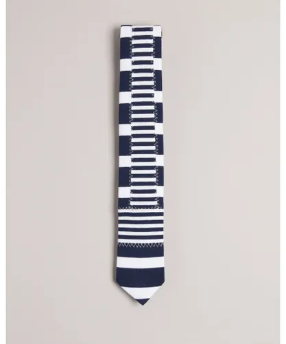 Ted Baker Mens Combahe Jersey Striped Tie, Navy - One