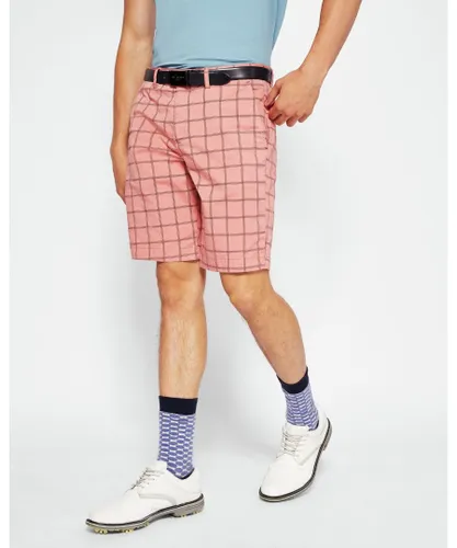 Ted Baker Mens Golfshr Printed Golf Chino Shorts, Pink Cotton