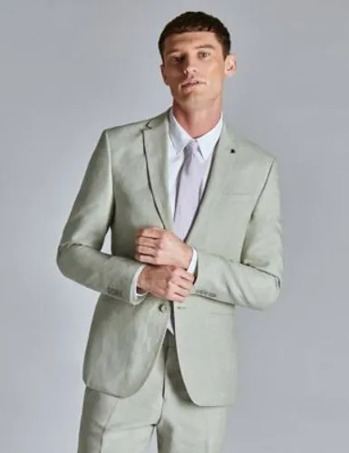 Ted Baker Mens Slim Fit Linen Rich Suit Jacket - 40SHT - Green, Green