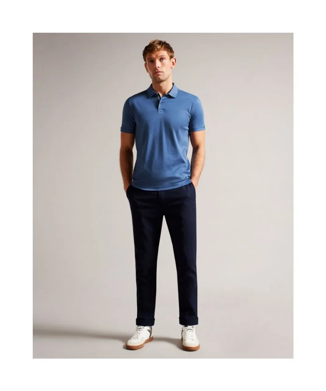 Ted Baker Mens Zeiter Slim Soft Touch Polo in Navy - Blue Cotton