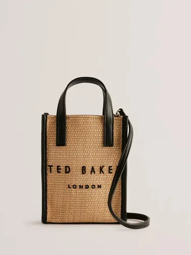 Ted Baker Paulii Faux Raffia Mini Icon Bag, Natural/Black - Natural/Black - Female