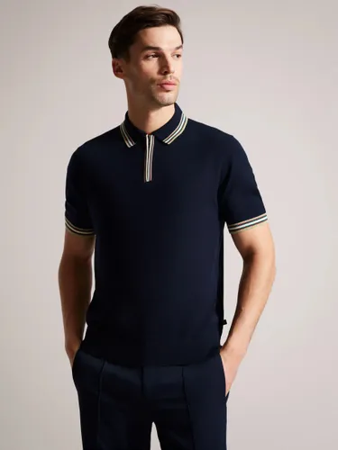 Ted Baker Pierrot Short Sleeve Polo Top, Navy - Navy - Male