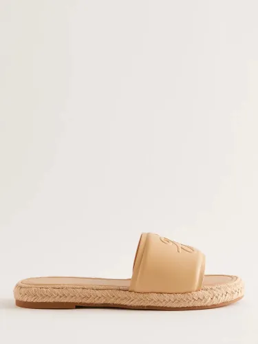 Ted Baker Portiya Leather Espadrille Slider Sandals - Beige - Female