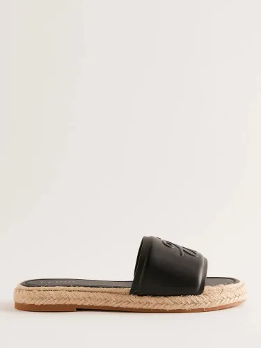 Ted Baker Portiya Leather Espadrille Slider Sandals - Black - Female