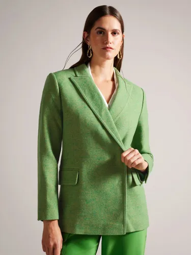 Ted Baker Rachill Oversized Double Breasted Wool Blend Blazer Coat, Mid Green - Mid Green - Female