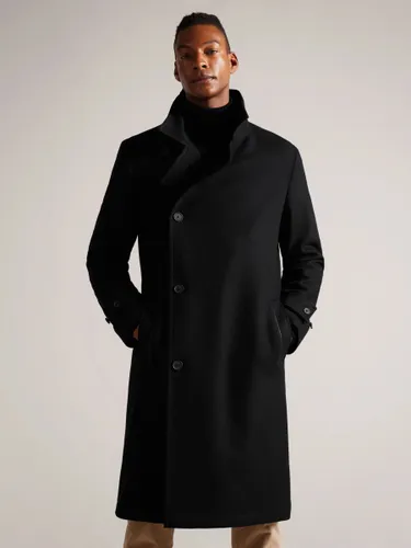 Ted Baker Radford Wool Blend Wrap Funnel Coat, Black - Black - Male