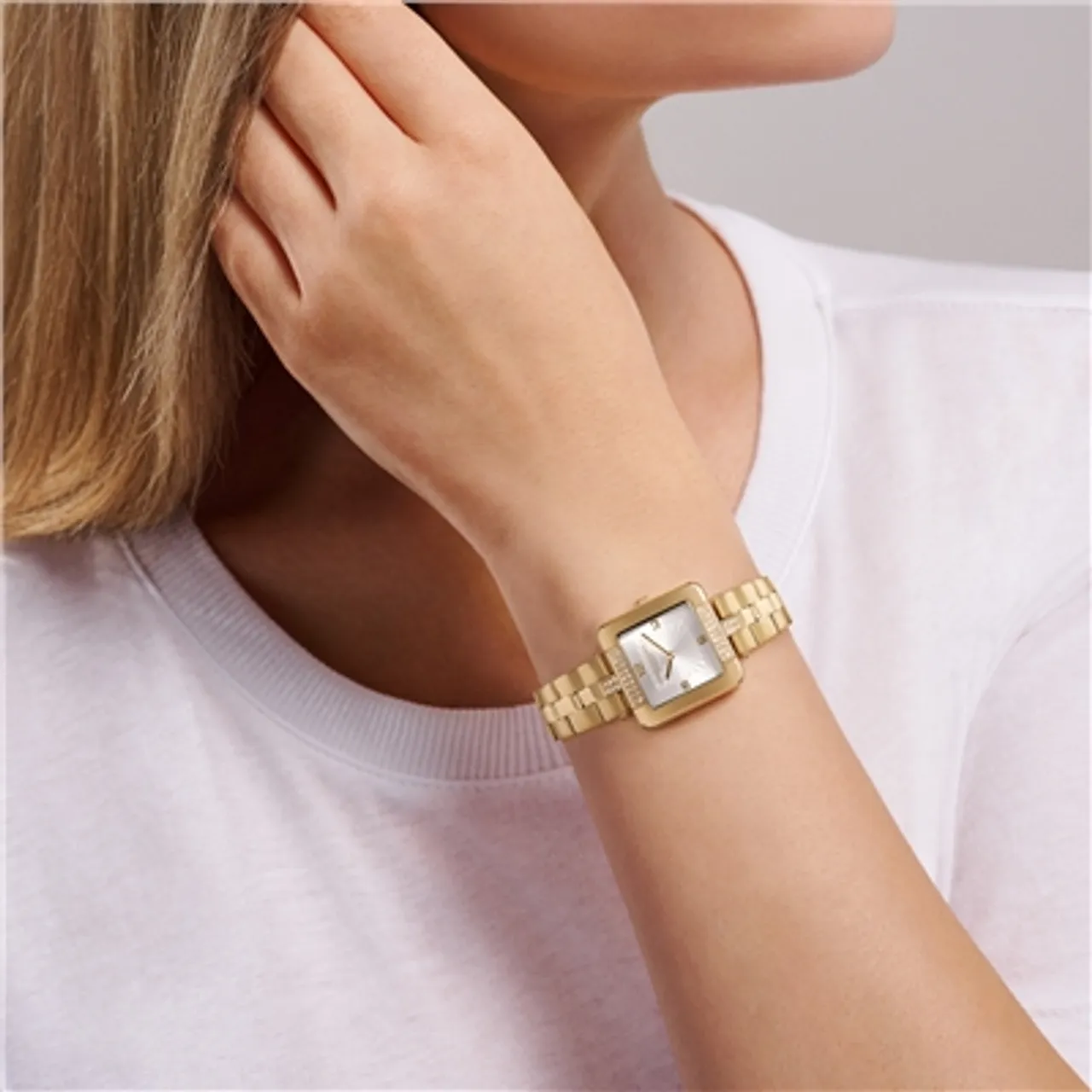 Ted Baker Recycled Gold Crystal Square Bracelet Watch - Gold