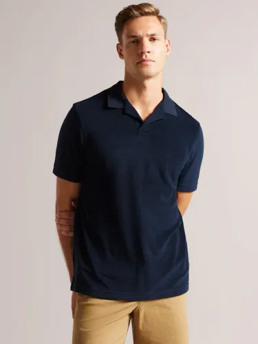 Ted Baker Short Sleeved Towelling Polo - Navy - Male