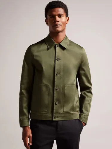 Ted Baker Slim Fit Cotton Sateen Jacket, Dark Green - Dark Green - Male