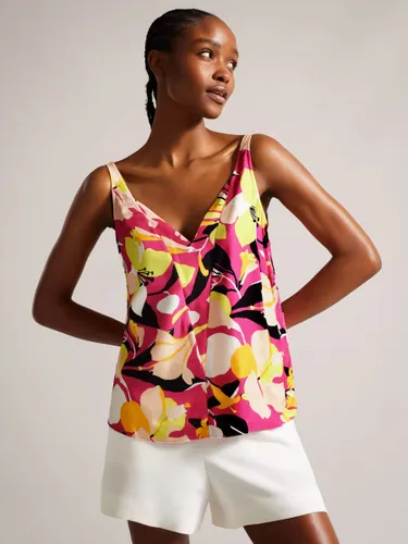Ted Baker Thaliah Floral Print Cami Top, Bright Pink - Bright Pink - Female