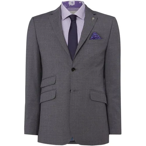 Ted Baker Tipped Textured Contrast Suit Jacket - Grey