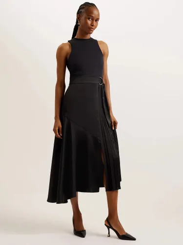 Ted Baker Wiiloww Satin Skirt Midi Dress, Black - Black - Female