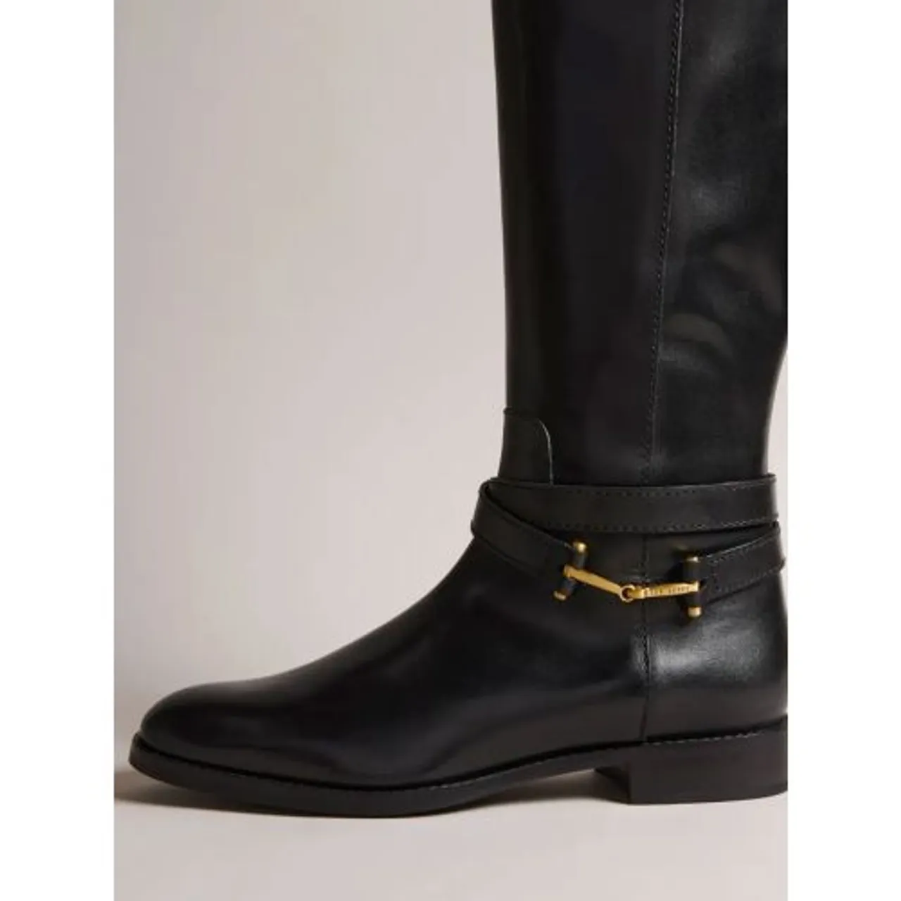 Ted Baker Womens Black Rydier Hinge Leather Knee High Boot