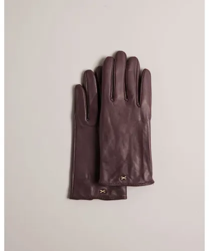 Ted Baker Womens Bowsii Bow Detail Leather Glove, Deep Purple