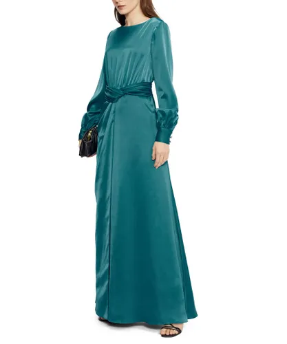 Ted Baker Womens Daiseey Twist Waist Long Sleeve Maxi Dress, Teal Blue