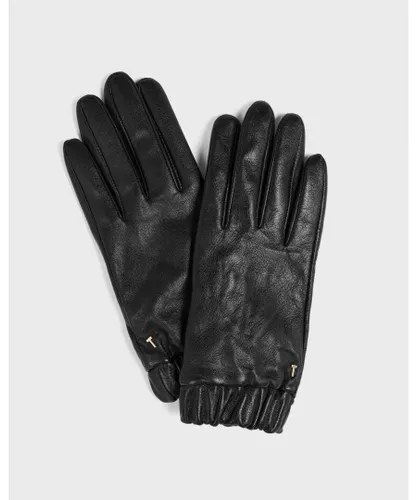 Ted Baker Womens Emilli Ruched Cuff Glove, Black Leather