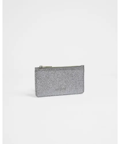Ted Baker Womens Glamira Glitter Card Holder, Silver Leather - One Size