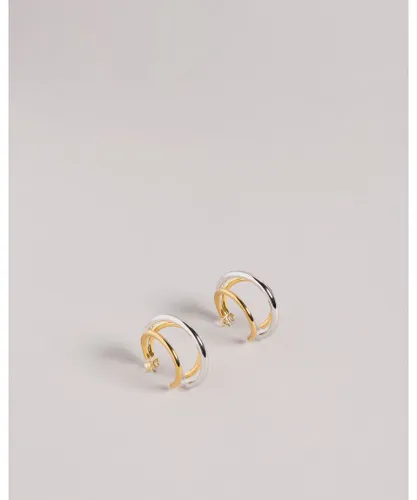 Ted Baker Womens Henreta Triple Hoop Earring, Silver And Gold - One Size