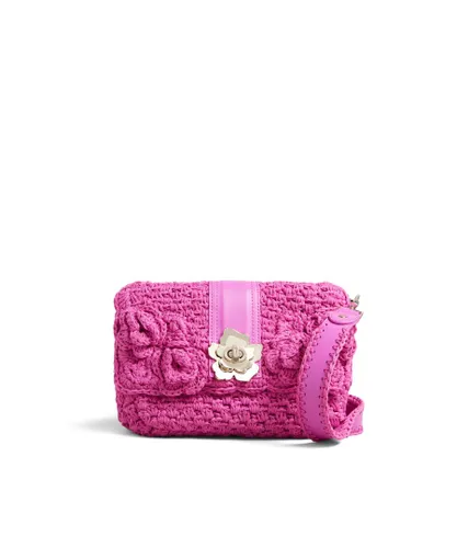 Ted Baker Womens Maglila Knitted Crochet Mini Cross Body Bag, Pink - One Size