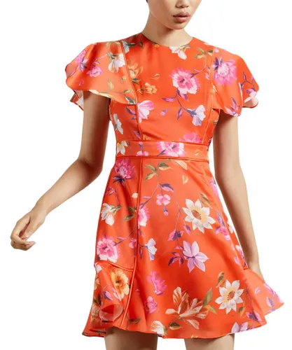 Ted Baker Womens Mira Rhubarb Mini Dress, Bright Orange
