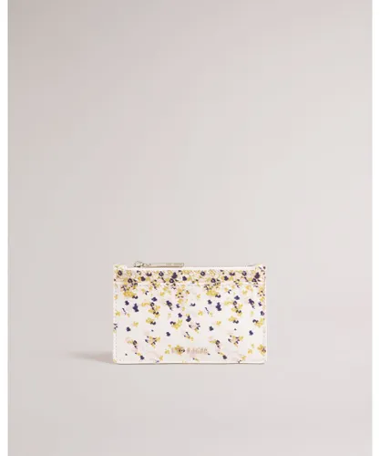 Ted Baker Womens Rhulia Blurred Floral Zipped Card Holder, Natural - One Size