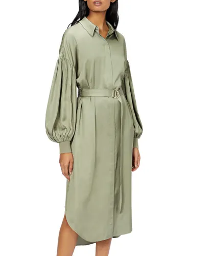 Ted Baker Womens Sashaa Midi Shirt Dress With Blouson Sleeve, Pale Green