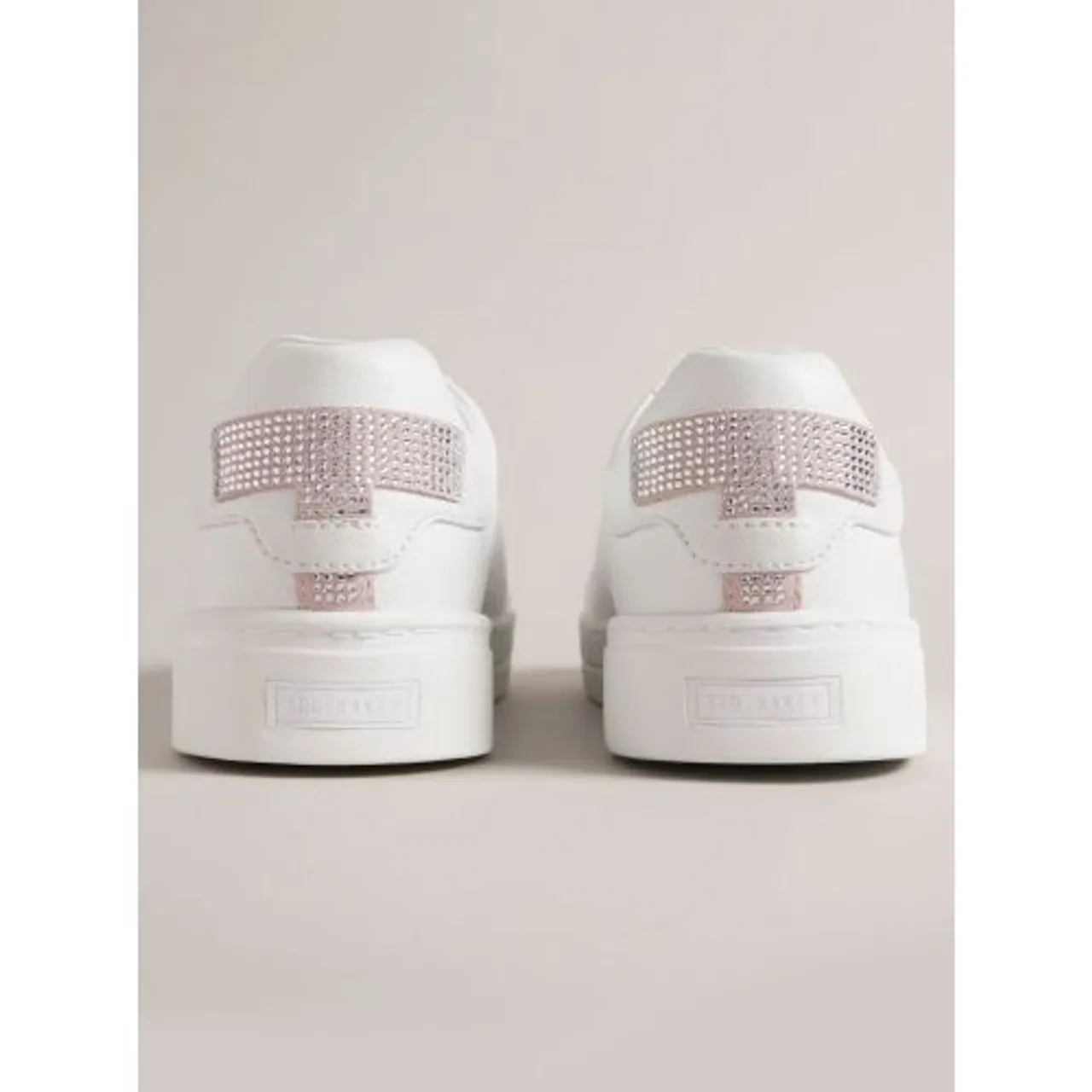 Ted Baker Womens White Arpele Crystal Detail Cupsole Trainer