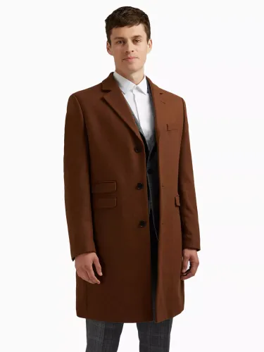Ted Baker Wool Blend Overcoat, Dark Tan - Dark Tan - Male