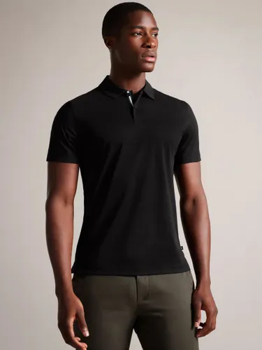 Ted Baker Zeiter Jersey Polo Short Sleeve Shirt - Black - Male
